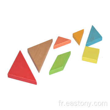 Puzzle de Tangram en bois coloré Puzzle de casse-tête en bois